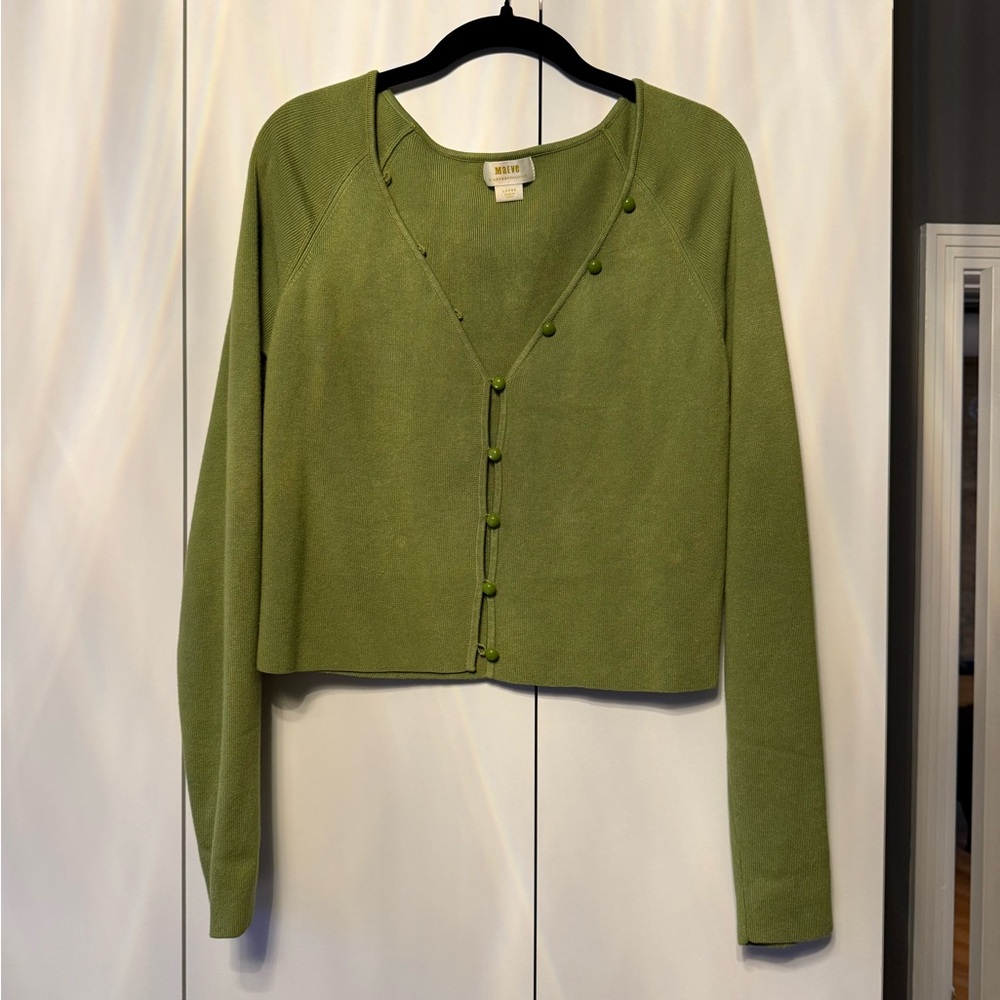 Anthro Maeve Green Button Cardigan